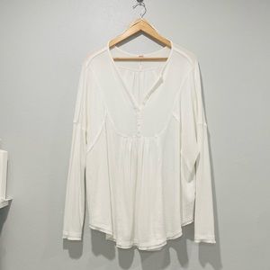 Free People size M white long sleeve blouse